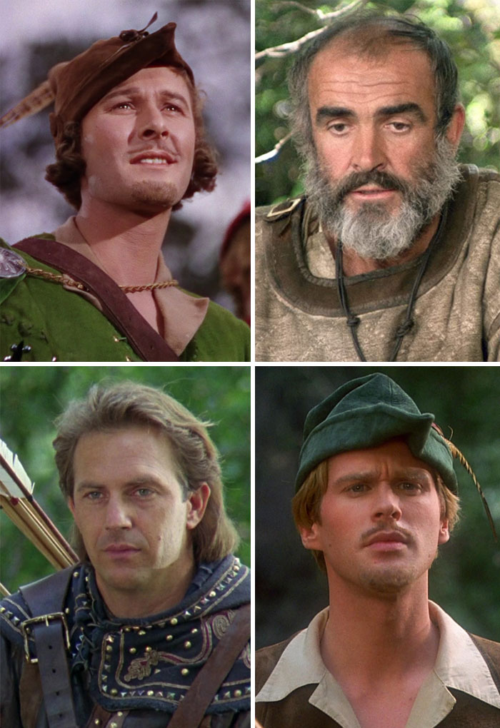 Errol Flynn, Sean Connery, Kevin Costner, Cary Elwes — Robin Hood