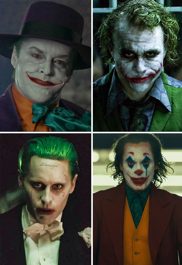 Jack Nicholson, Heath Ledger, Jared Leto, Joaquin Phoenix — Joker