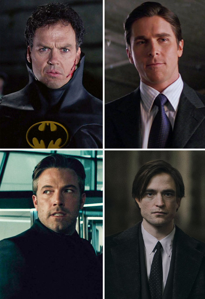 Michael Keaton, Christian Bale, Ben Affleck, Robert Pattinson — Batman (Bruce Wayne)