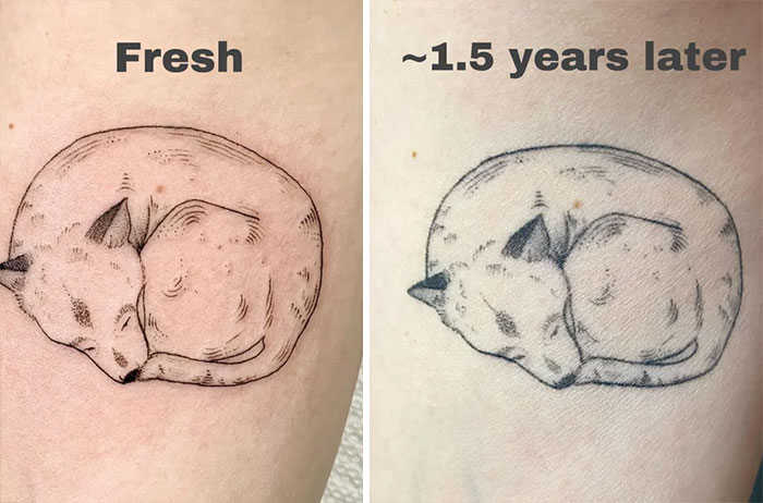 Fine Line Tattoo Fresh Vs. Healed 1.5 Years