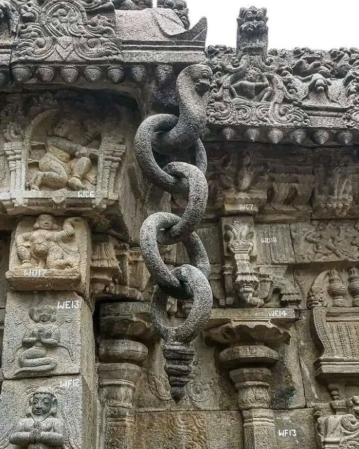An Architectural Marvel! Interconnected Chain Rings Made Out From Single Piece Of Rock