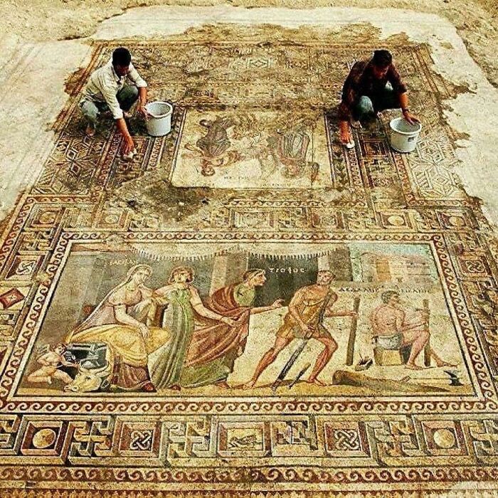 Zeugma Mosaic Of Icarus And Daedalus, Roman Period, Museum In Gaziantep Zeugma, Turkey
