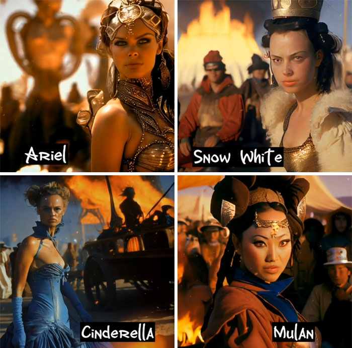 Asking AI To Show Disney Princesses At A Burning Man Festival