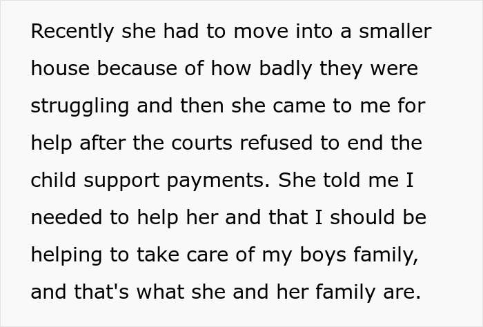 “AITA For Telling My Ex-Wife I Don’t Care If She And Her Family Starve, That I Am Just Responsible For Our Sons?” “AITA For Telling My Ex-Wife I Don’t Care If She And Her Family Starve, That I Am Just Responsible For Our Sons?”