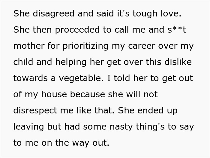 Woman Kicks MIL Out After Discovering She Starved Her Kid As She Kept Making Dinners Containing The One Thing She Hates The Most Woman Kicks MIL Out After Discovering She Starved Her Kid As She Kept Making Dinners Containing The One Thing She Hates The Most