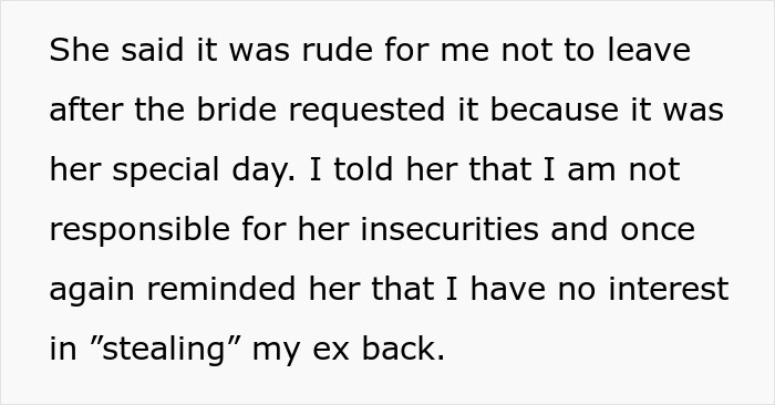 A woman is called out for trying to outdo the bride at her ex's wedding, and complains online but finds no support.