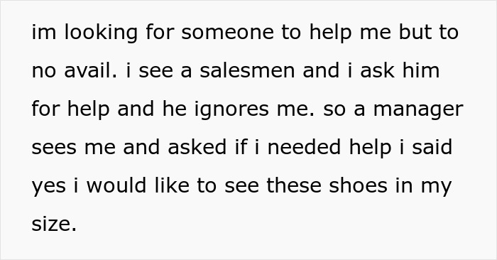 Salesmen ignore customers when they ask for help and are left without a commission because they actually made a purchase