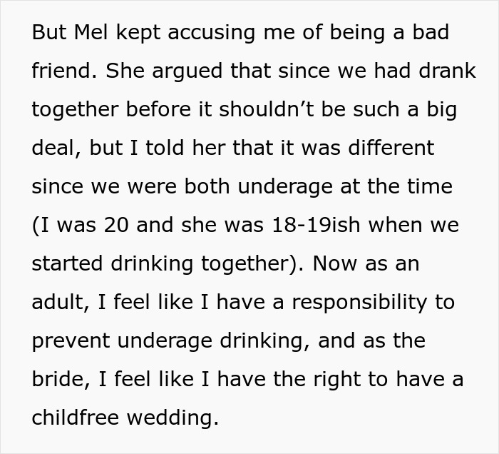 Bride Asks If She's A Jerk To Exclude Her Friend Who's 2 Years Younger From Her "Childfree Wedding", Gets A Reality Check Bride Asks If She's A Jerk To Exclude Her Friend Who's 2 Years Younger From Her "Childfree Wedding", Gets A Reality Check