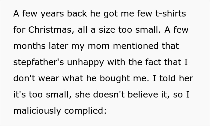 Man Complains Stepson Never Wears The Clothes He Buys Him Despite Him Saying They're Always Too Small, So Stepson Surprises Him On His Birthday