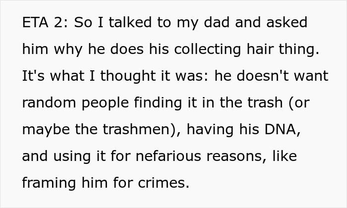 Dad Finds Daughter's Hair In The Trash Instead Of In A Designated Drawer, Gets Upset She's Putting Herself In Danger Dad Finds Daughter's Hair In The Trash Instead Of In A Designated Drawer, Gets Upset She's Putting Herself In Danger