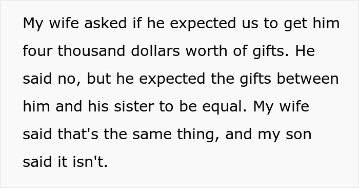 "My Son Is Clearly Resenting Us": Dad Gives $4k Christmas Gift To His Daughter And $800 Gifts To His Son, Son Gets Upset "My Son Is Clearly Resenting Us": Dad Gives $4k Christmas Gift To His Daughter And $800 Gifts To His Son, Son Gets Upset