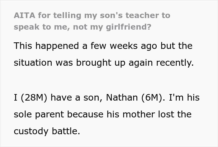 Netizens are by this dad's side to remind his son's teacher at a parent-teacher conference at school that he's a parent, not a girlfriend