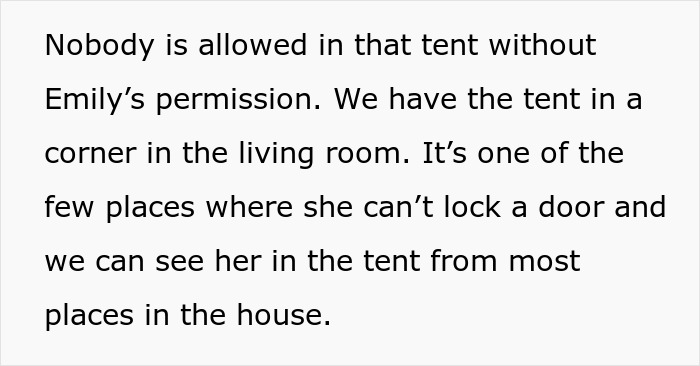 6 A tent for the disabled is a safe place that no one can enter, and guests get angry that it was set up in the living room