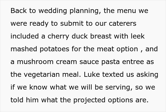 “He Told Us Lisa Will Be Mad”: Person Refuses To Adjust Their Wedding Menu To Satisfy Their Gluten-Free, Vegan Guest