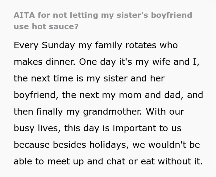 Guy Doesn't Allow Sister's BF To Ruin His Italian Dish With Asian Hot Sauce, Drama Ensues Guy Doesn't Allow Sister's BF To Ruin His Italian Dish With Asian Hot Sauce, Drama Ensues