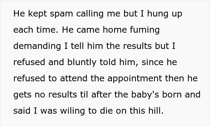 Wife refuses to go to the doctor and reveal the sex of the baby, husband goes into heat