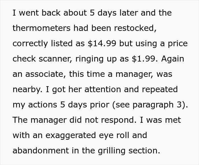 Customer Goes Out Of Their Way To Show Staff Their Grill Thermometers Are Wrongly Priced, They Don’t Care, Customer Ends Up Making $650 Customer Goes Out Of Their Way To Show Staff Their Grill Thermometers Are Wrongly Priced, They Don’t Care, Customer Ends Up Making $650