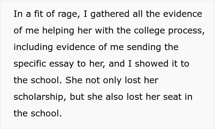 Woman Asks If She Is The Jerk For Snitching On Her Friend For Plagiarizing Her College Essay Which Cost Her Acceptance And Scholarship