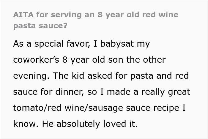 Mom is furious when she finds out wine is in her colleague's pasta sauce recipe