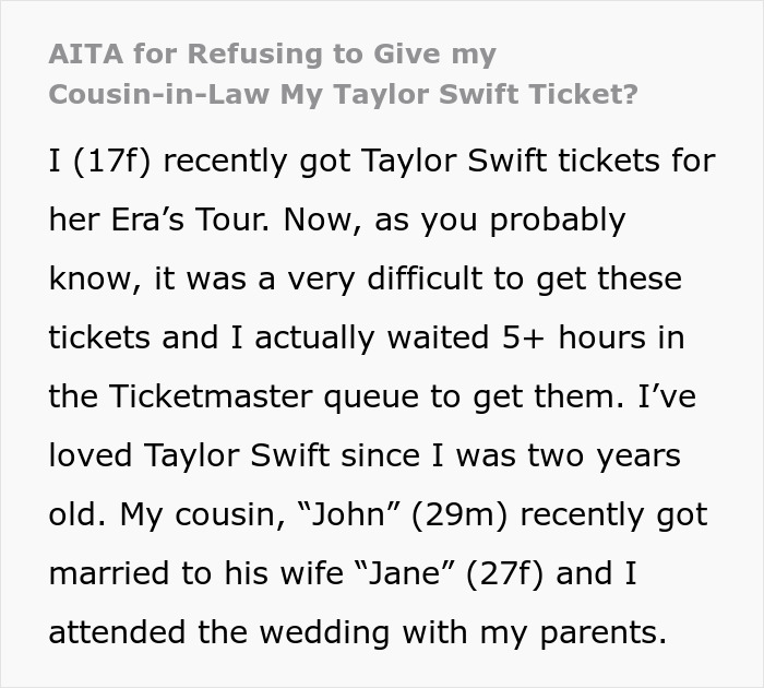 "I Waited 5+ Hours In The Ticketmaster Queue": Teen Is Accused Of Ruining Wedding After She Refused To Give Her Ticket To Taylor Swift's Concert To The Bride