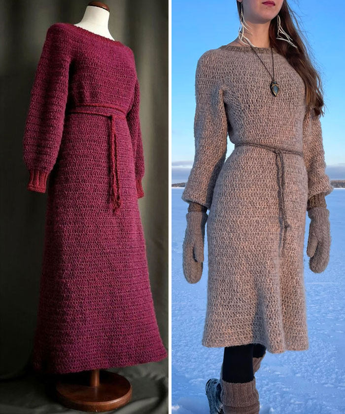 Just Finished This Custom-Made Alpaca Wool Crochet Dress Yesterday (A Knee-Length Version In The Second Pic)