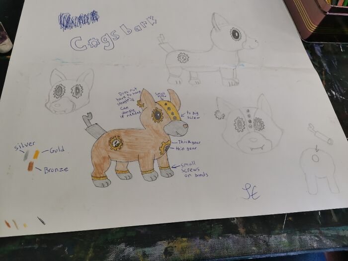 My Steampunk Puppy Fakemon Design. Was Making Some Detail Adjustments For Making A Clay Figure