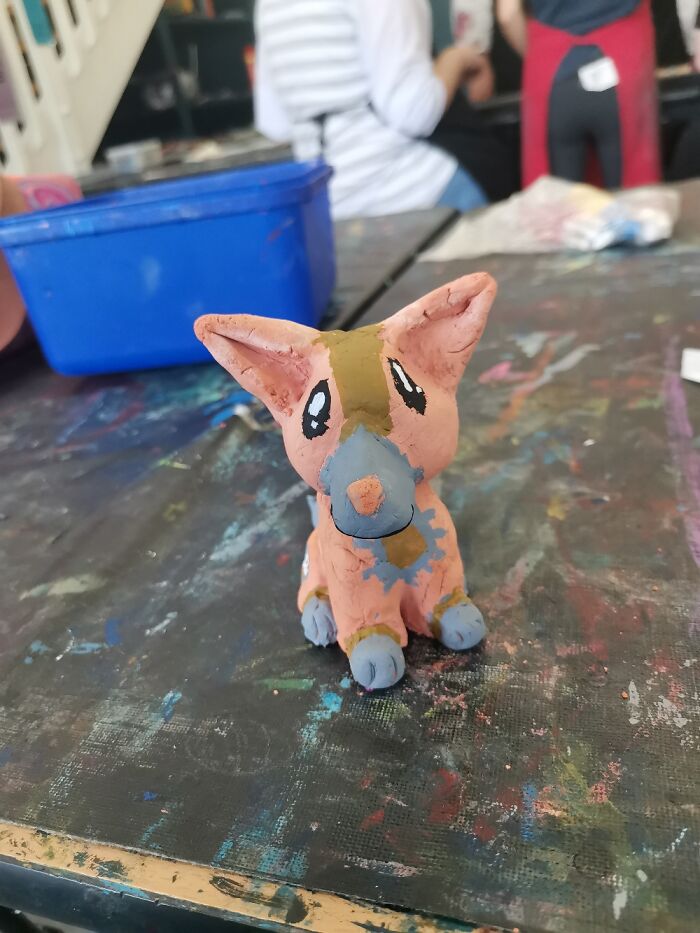 This Is Cogsbark. A Steampunk Pokémon Puppy I Designed. (Terracotta Clay)