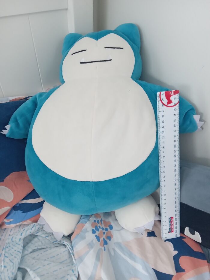 A Giant Snorlax Plush (30cm Ruler For Scale) That I Bought For Myself On A Whim