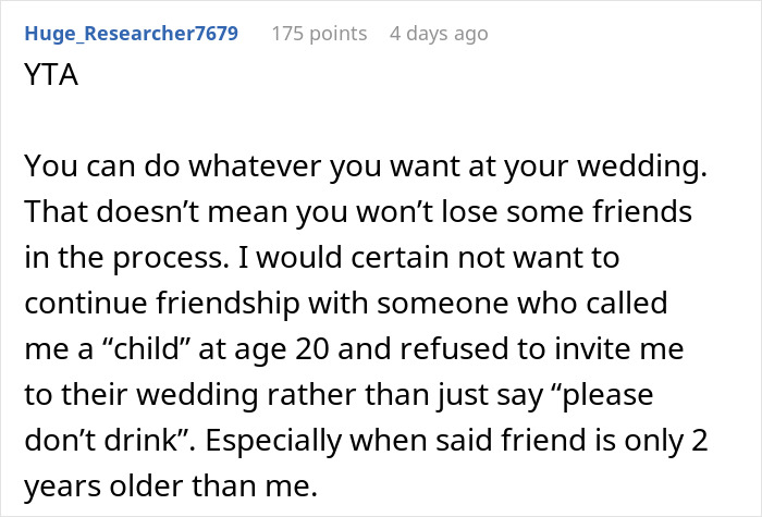 Bride Asks If She's A Jerk To Exclude Her Friend Who's 2 Years Younger From Her "Childfree Wedding", Gets A Reality Check Bride Asks If She's A Jerk To Exclude Her Friend Who's 2 Years Younger From Her "Childfree Wedding", Gets A Reality Check