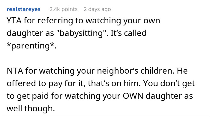"You're Gonna Lose Her": Dad Expects To Be Paid For Babysitting Daughter While His Wife Hangs Out With Neighbor, The Internet Gives Him A Reality Check
