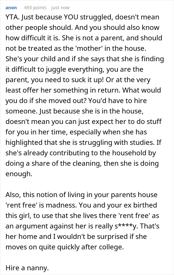 Dad Livid His Daughter Objects To Babysitting His 5 Y.O. Twins, Even Though She Lives With Him Rent-Free Dad Livid His Daughter Objects To Babysitting His 5 Y.O. Twins, Even Though She Lives With Him Rent-Free