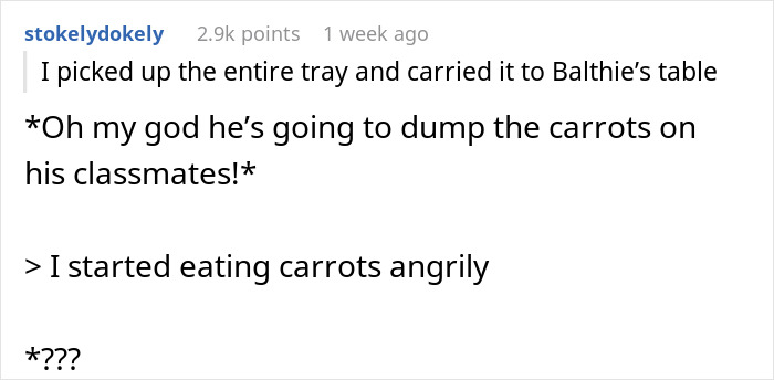 Person Shares How They Held A Grudge Against A Bully For Calling Them "Carrot Boy" Only To Embarrass Themself 29 Years Later At A Class Reunion