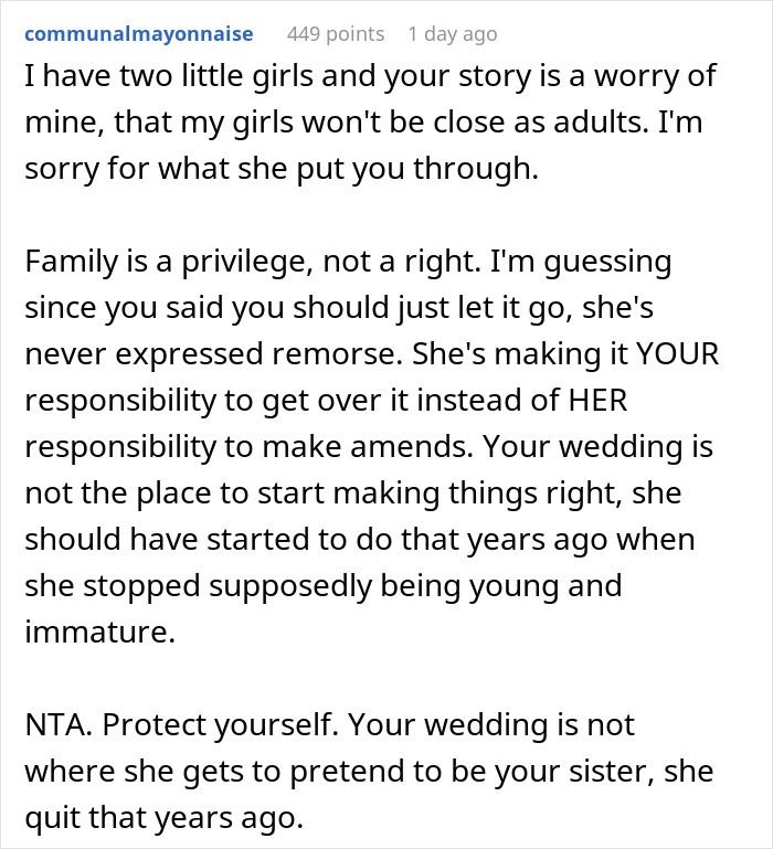 "I Had To Be In Therapy For Years Because Of Her": Woman Gets Told Off By Family For Not Wanting Her Twin Sister To Be Her Bridesmaid