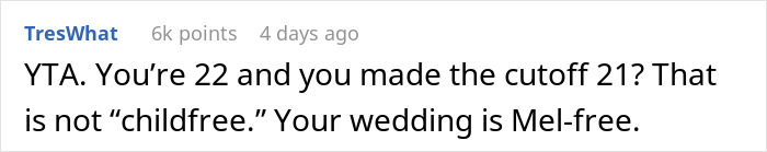 Bride Asks If She's A Jerk To Exclude Her Friend Who's 2 Years Younger From Her "Childfree Wedding", Gets A Reality Check Bride Asks If She's A Jerk To Exclude Her Friend Who's 2 Years Younger From Her "Childfree Wedding", Gets A Reality Check