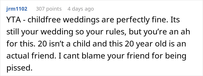Bride Asks If She's A Jerk To Exclude Her Friend Who's 2 Years Younger From Her "Childfree Wedding", Gets A Reality Check Bride Asks If She's A Jerk To Exclude Her Friend Who's 2 Years Younger From Her "Childfree Wedding", Gets A Reality Check