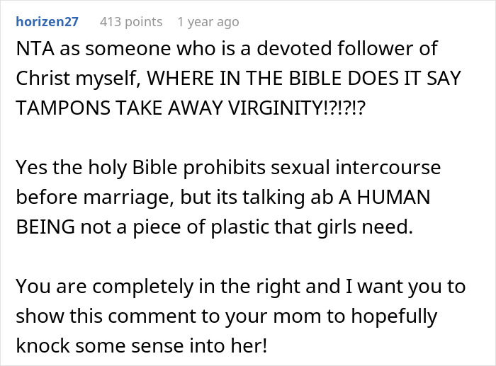 14-Year-Old Wants To Go Swimming During Her Period, So Her Sister Teaches Her How Tampons Work, Christian Mother Goes Ballistic