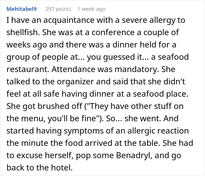 Web Users Are Flabbergasted After Learning ‘Bridezilla’ Is Eager To Serve Seafood At Wedding Despite Best Friend’s Severe Allergy Web Users Are Flabbergasted After Learning ‘Bridezilla’ Is Eager To Serve Seafood At Wedding Despite Best Friend’s Severe Allergy
