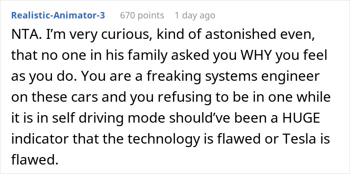 Family Annoyed Son’s Girlfriend Yelled To Be Let Out Of Car After The Dad Ignored Her Request To Switch Off “Full Self-Driving” Family Annoyed Son’s Girlfriend Yelled To Be Let Out Of Car After The Dad Ignored Her Request To Switch Off “Full Self-Driving”