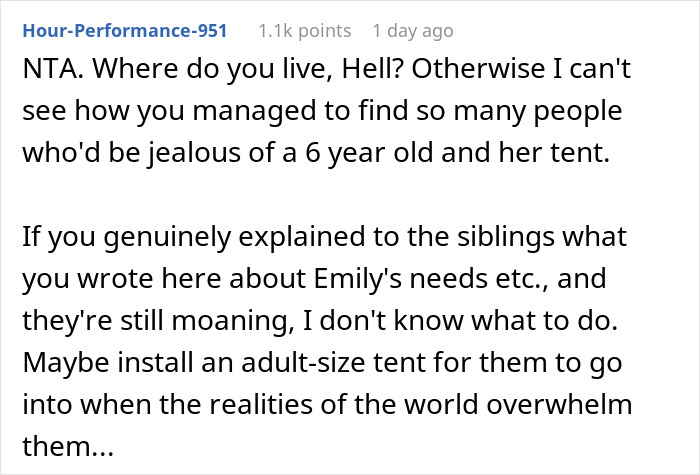 6 Y.O. With Special Needs Has Tent Nobody Can Enter As Her Safe Space, Guests Are Upset That It Was Put Up In The Living Room 6 Y.O. With Special Needs Has Tent Nobody Can Enter As Her Safe Space, Guests Are Upset That It Was Put Up In The Living Room
