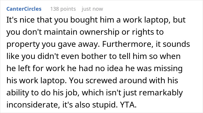 "I Thought He Overreacted": Woman Borrows Her Husband’s Work Laptop And Doesn’t Get Why He’s Mad As She Bought It For Him