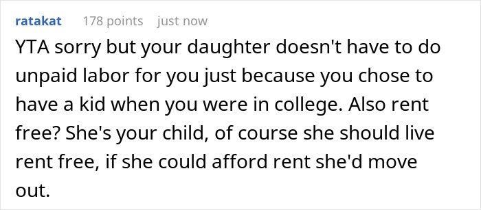 Dad Livid His Daughter Objects To Babysitting His 5 Y.O. Twins, Even Though She Lives With Him Rent-Free Dad Livid His Daughter Objects To Babysitting His 5 Y.O. Twins, Even Though She Lives With Him Rent-Free