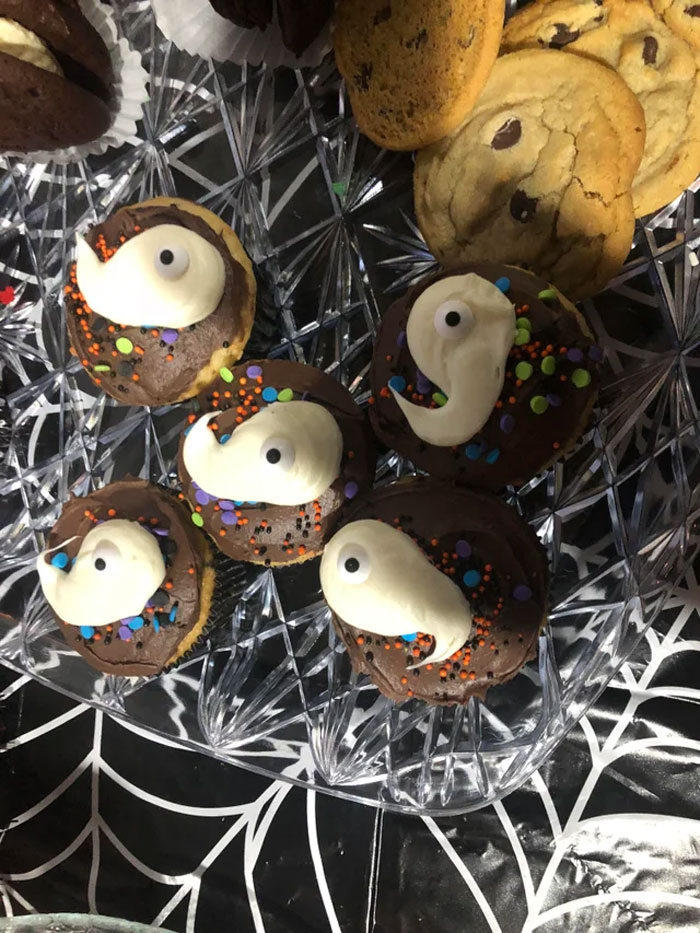 Someone Bakes These Cupcakes For Our Pta Halloween Party.... Something Just “Semen”ed A Little Off