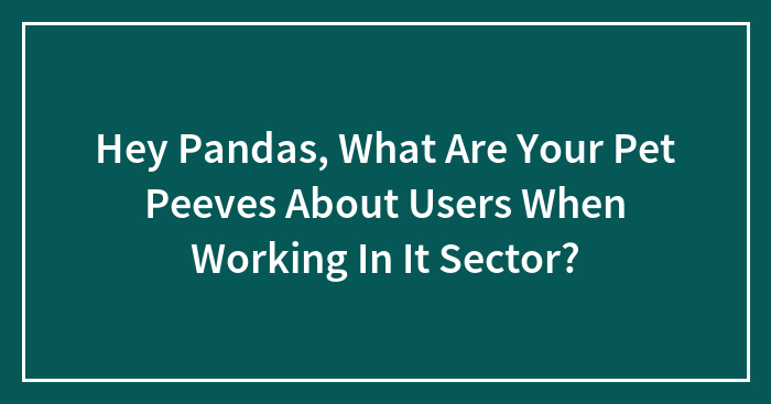 Hey Pandas, What Are Your Pet Peeves About Users When Working In It Sector? (Closed)