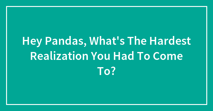 Hey Pandas, What’s The Hardest Realization You Had To Come To? (Closed)