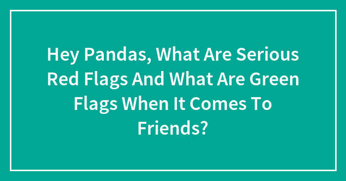 Hey Pandas, What Are Serious Red Flags And What Are Green Flags When It Comes To Friends? (Closed)