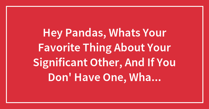 Hey Pandas, Whats Your Favorite Thing About Your Significant Other, And If You Don’ Have One, What About Your Best Friend?