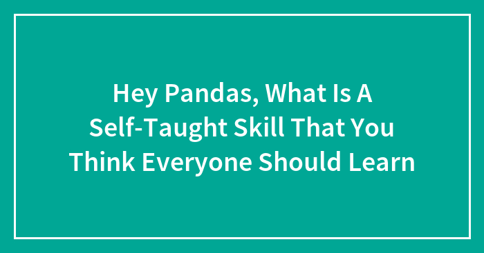 Hey Pandas, What Is A Self-Taught Skill That You Think Everyone Should Learn (Closed)