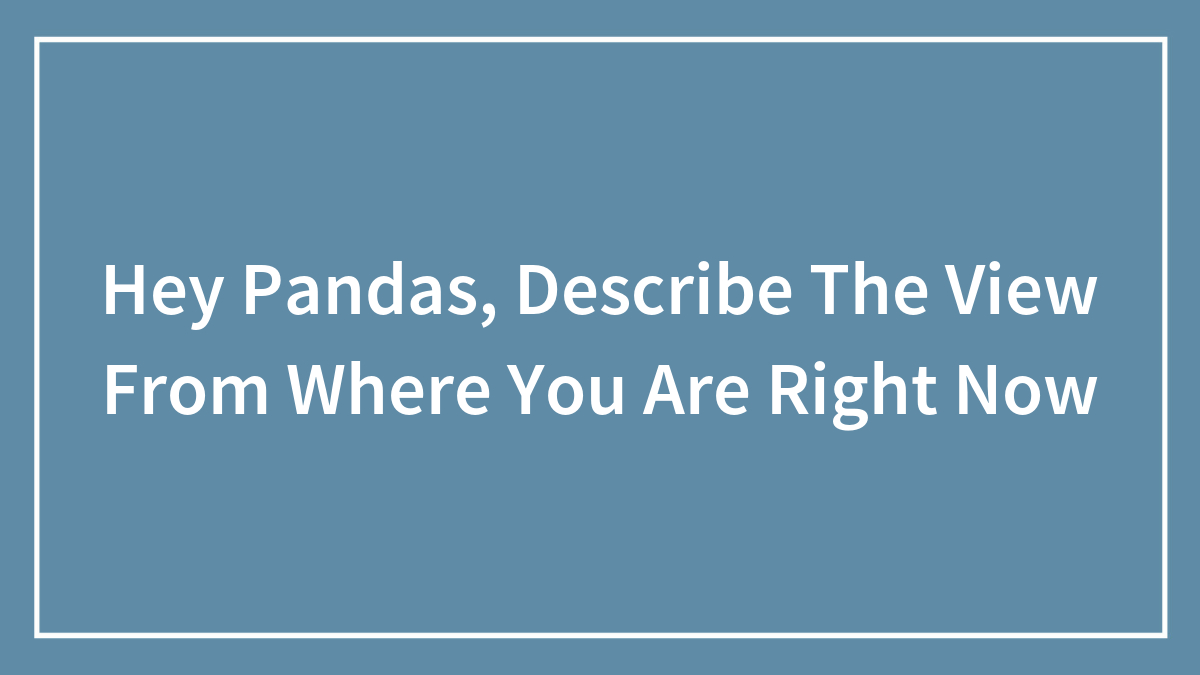 Hey Pandas, Describe The View From Where You Are Right Now (Closed)