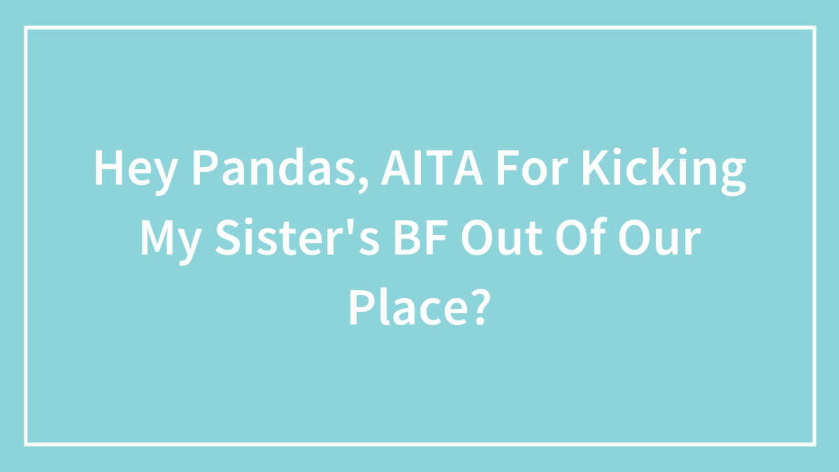 Hey Pandas, AITA For Kicking My Sister’s BF Out Of Our Place?