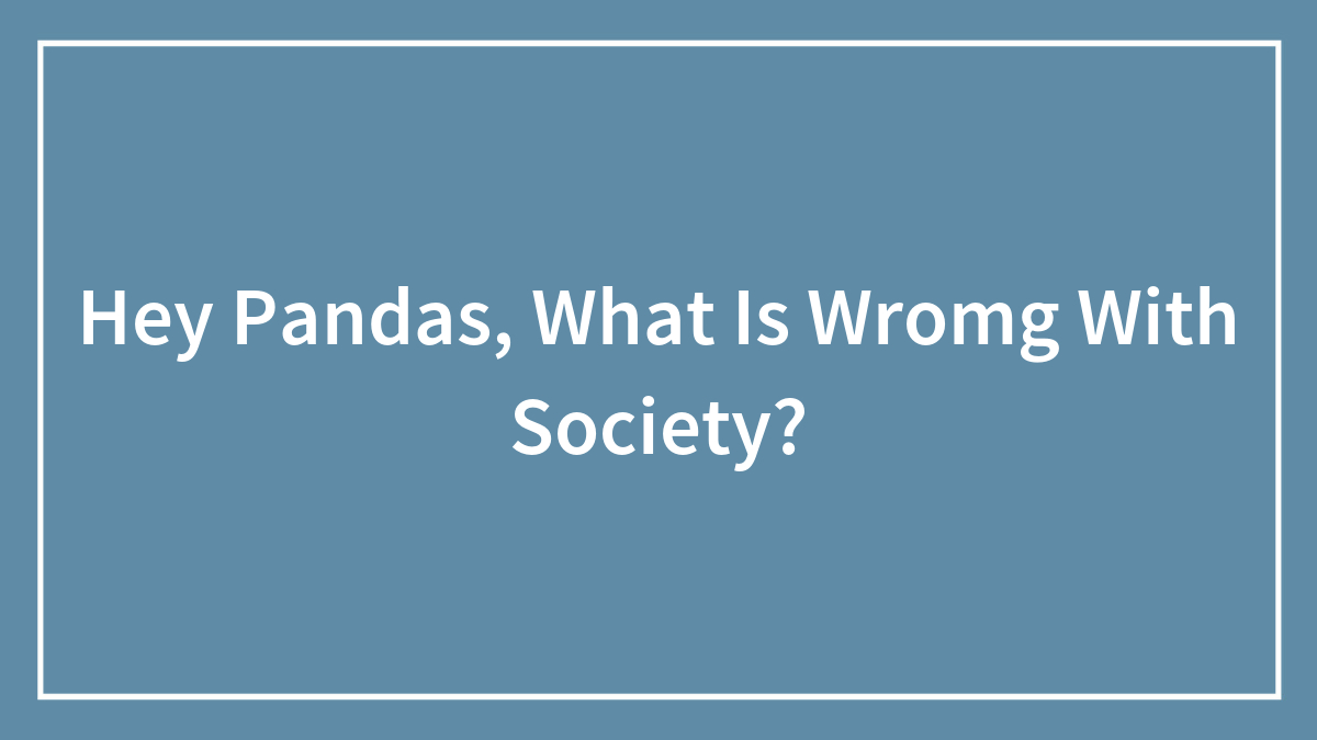 Hey Pandas, What Is Wromg With Society?